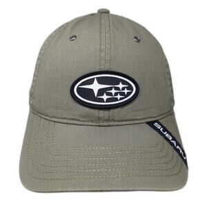 Subaru Snapback Hat Green One Size Logo Patch Brim Tag 6-Panel Cotton Adjustable